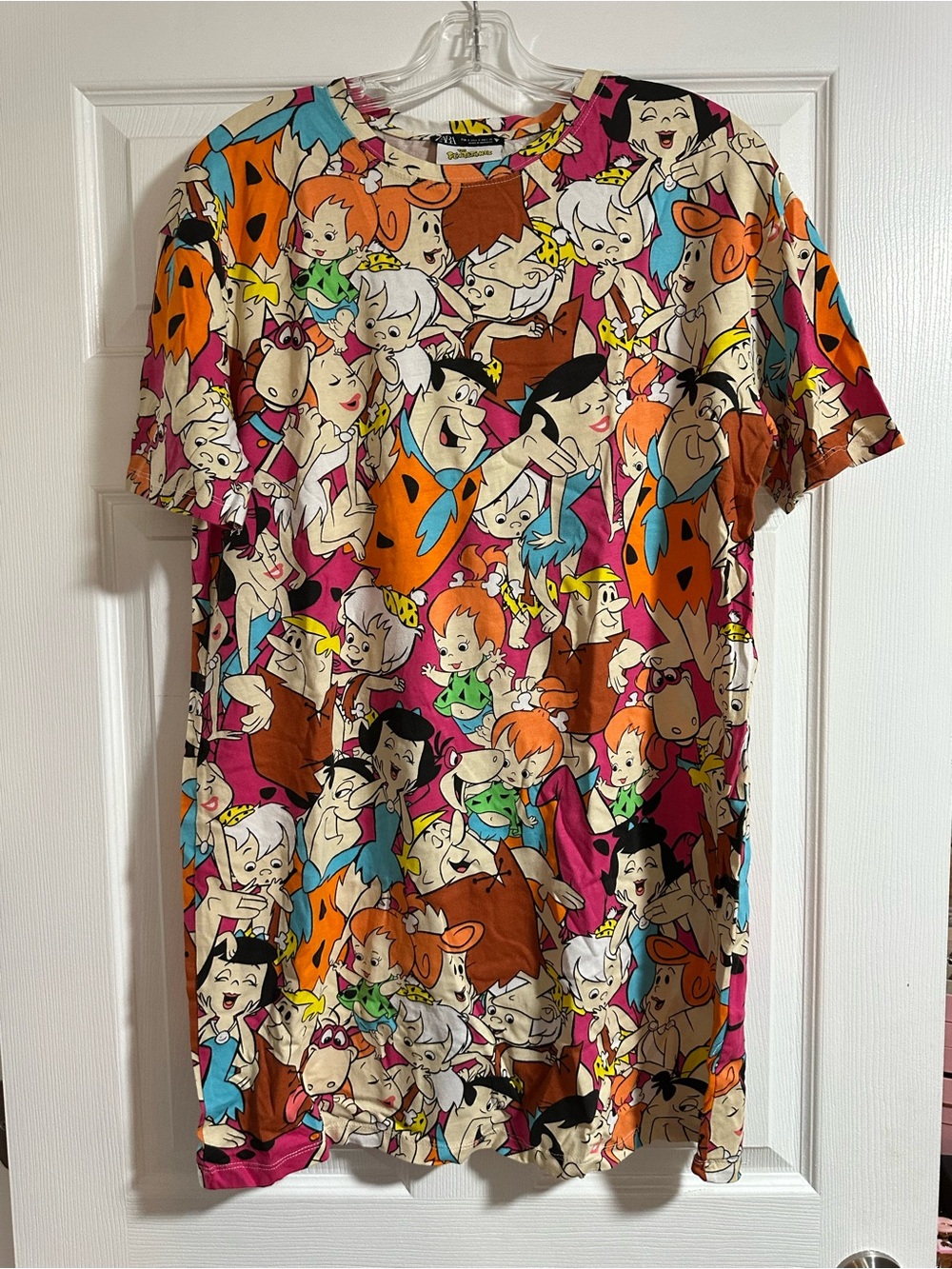 Zara Multicolor Flintstones All-Over Cartoon Print Tee
